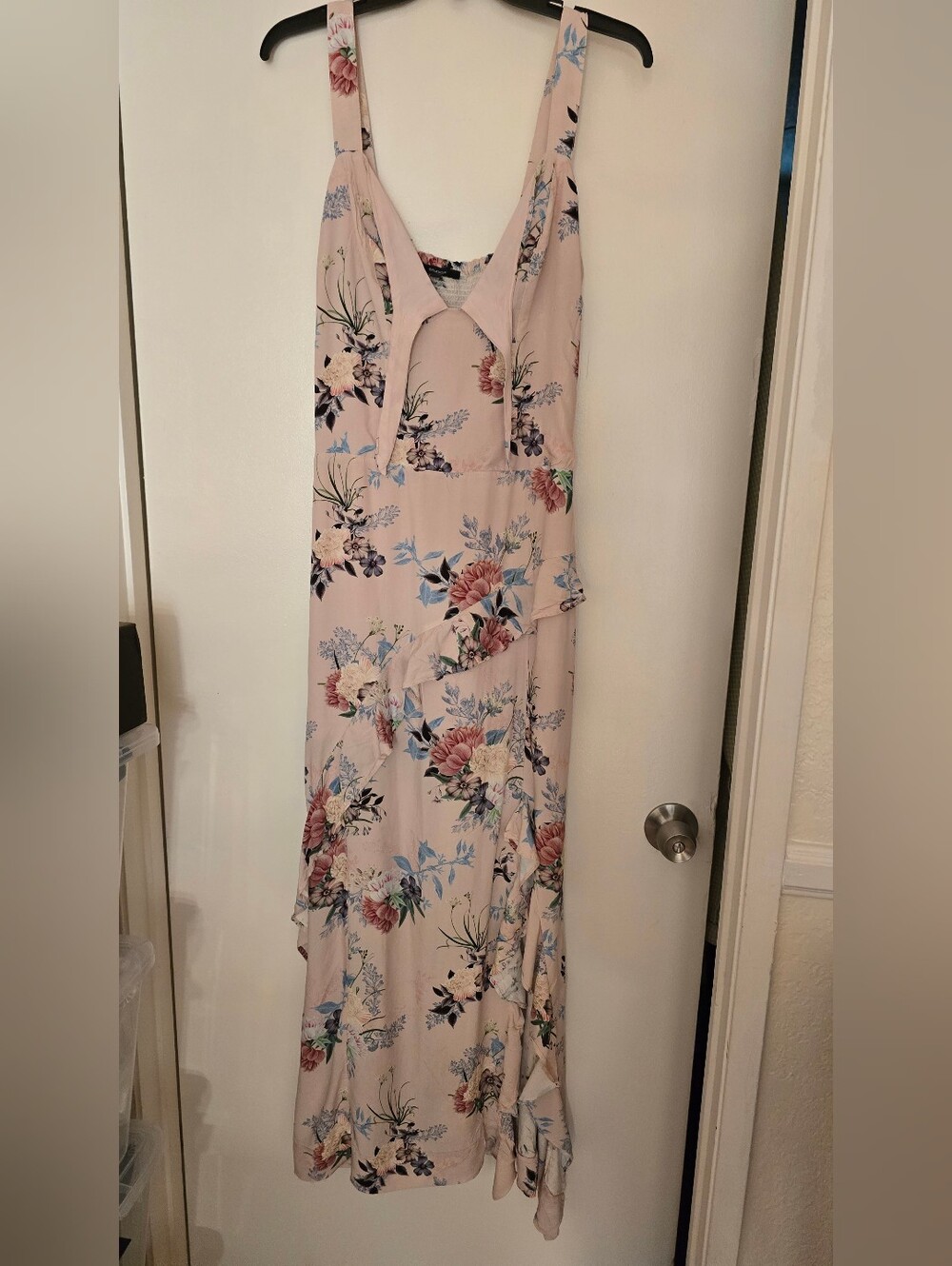 Floral Ruffle Maxi Dress in Blush Pink